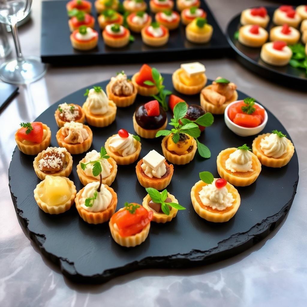 Variedade de canapés e finger foods